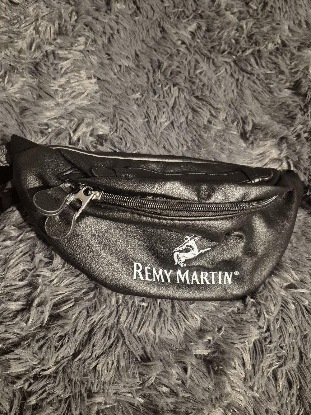 Black Leather-Effect Waist Bag for Men
